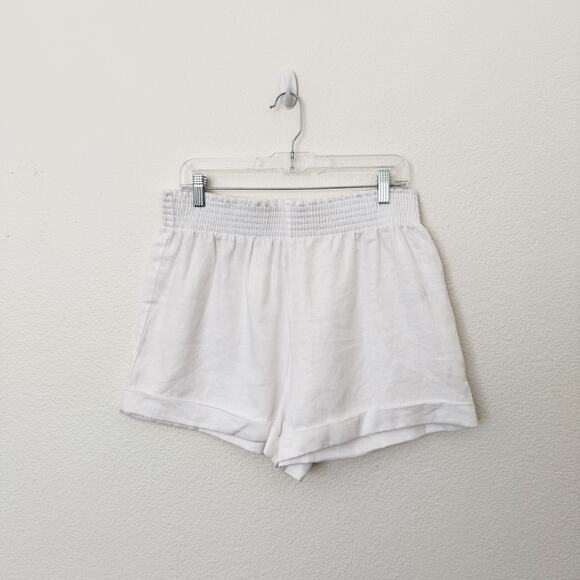 [Reformation] White Mila 100% Linen Pull-On Elastic Waist Shorts NWT Size XL - Picture 3 of 12